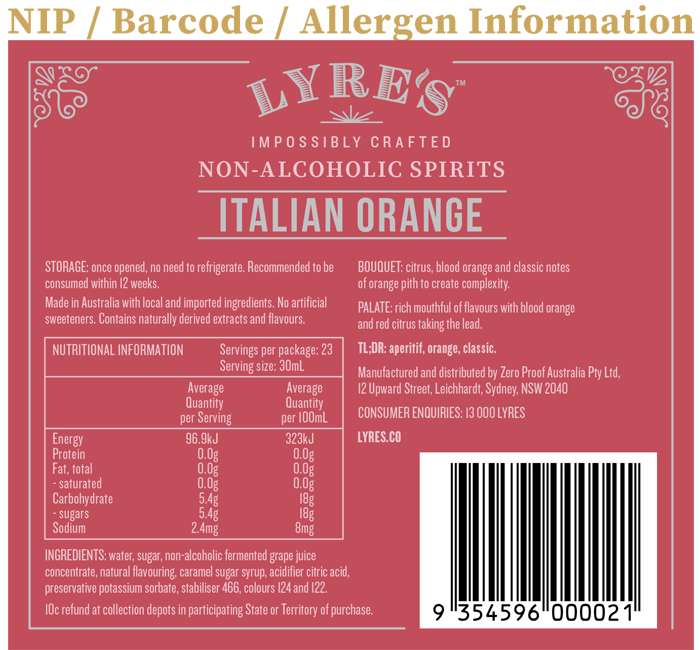 Rượu Không Cồn 0% ABV Lyre’s Italian Orange