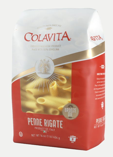 Colavita | Pasta Nui Ống Dài Penne Rigate Cắt Khuôn Đồng