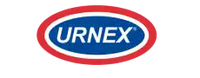 Logo oval đơn giản với từ 'URNEX' bằng chữ màu xanh trong viền màu đỏ.