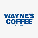 Logo chữ màu xanh đơn giản cho Wayne's Coffee, thành lập vào năm 1994.