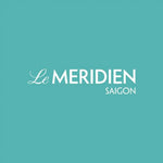 Logo Le Meridien Saigon bằng chữ trắng trên nền màu xanh ngọc.