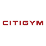 Văn bản màu đỏ đánh vần 'CITIGYM' bằng kiểu chữ hiện đại, góc cạnh.