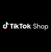 Logo của TikTok Shop với chữ trắng trên nền đen.