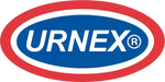 Logo URNEX với chữ trắng trên nền oval màu xanh và viền đỏ.