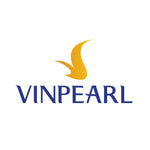 Biểu tượng Vinpearl với hình chim vàng nằm trên chữ màu xanh.